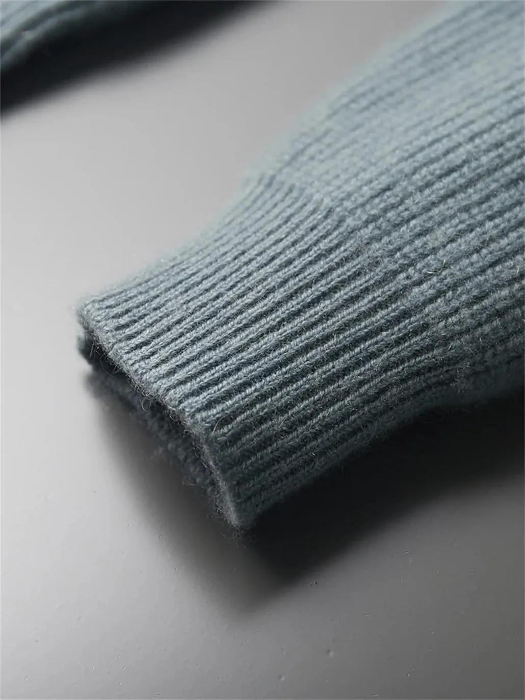 Thick Men Sweater Cashmere Long Sleeve Mock-Neck Zipper Cardigan Soft Warm Knitwear Men Clothing