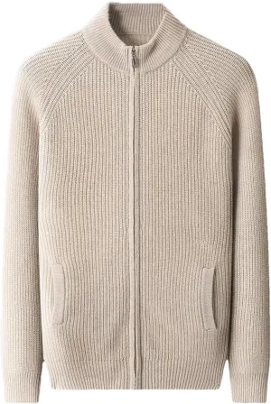 Thick Men Sweater Cashmere Long Sleeve Mock-Neck Zipper Cardigan Soft Warm Knitwear Men Clothing