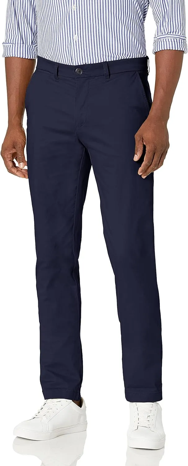 Tommy Hilfiger mens Stretch Chino in Slim Fit Casual Pants, Navy Blazer, 40W x 30L US