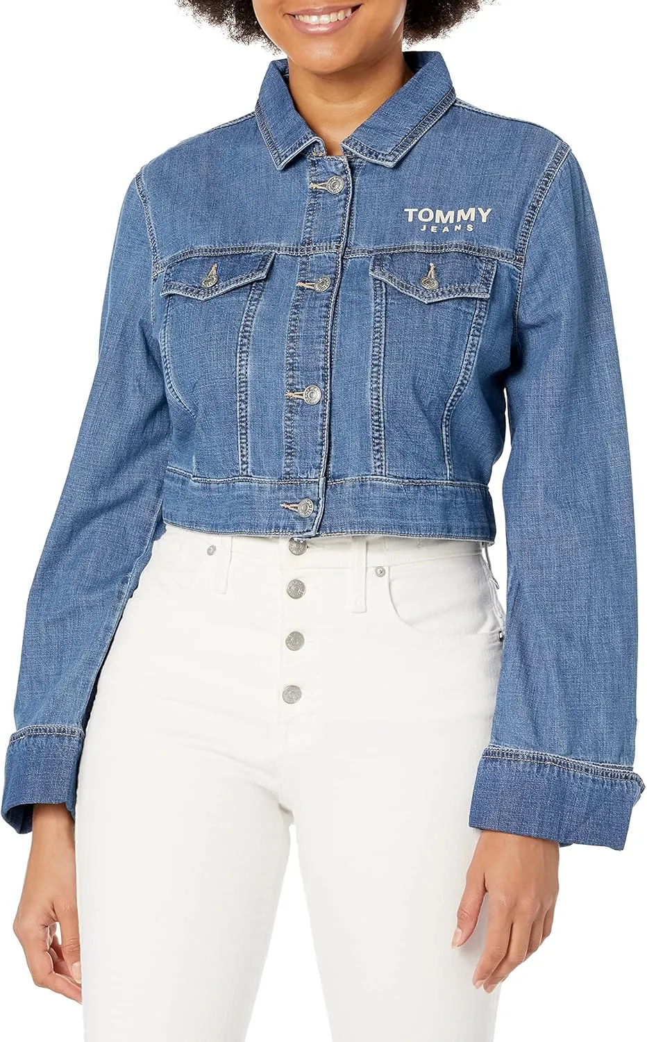 Tommy Hilfiger Women's Cropped Trucker Jean Jacket