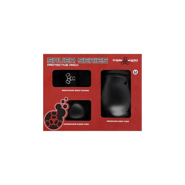 Triple Eight Saver Series High Impact 3 Pack of Pads - Black