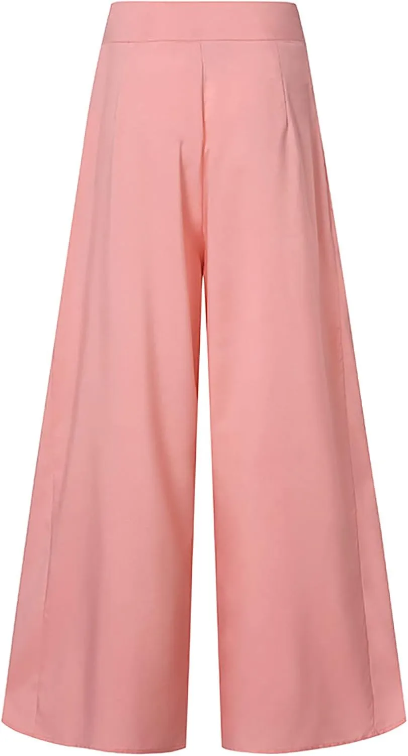 tuduoms Plus Size High Waisted Culottes for Women Loose Wide Leg Casual Flowy Harem Pants Yoga Lounge Palazzo Trousers