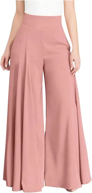 tuduoms Plus Size High Waisted Culottes for Women Loose Wide Leg Casual Flowy Harem Pants Yoga Lounge Palazzo Trousers