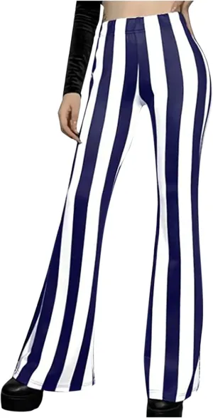 tuduoms Women's Bootcut Palazzo Pants Striped High Waisted Slacks Wide Leg Flare Pants Stretch Bell Bottom Yoga Trousers