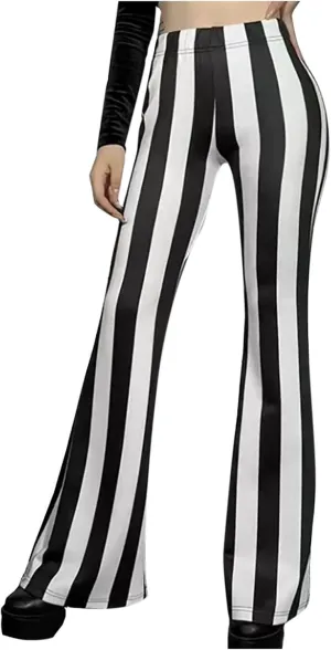 tuduoms Women's Bootcut Palazzo Pants Striped High Waisted Slacks Wide Leg Flare Pants Stretch Bell Bottom Yoga Trousers