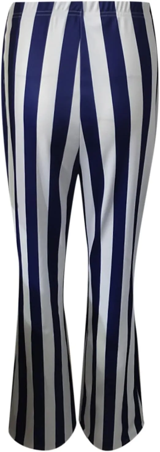 tuduoms Women's Bootcut Palazzo Pants Striped High Waisted Slacks Wide Leg Flare Pants Stretch Bell Bottom Yoga Trousers