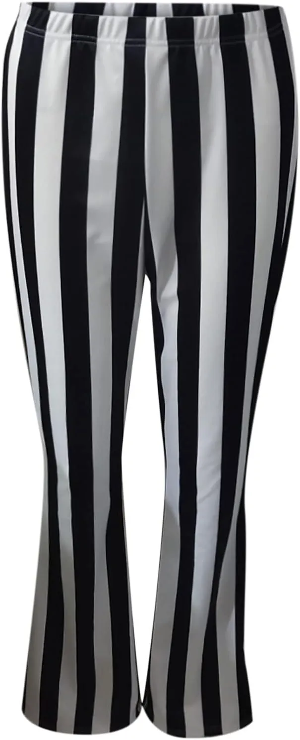 tuduoms Women's Bootcut Palazzo Pants Striped High Waisted Slacks Wide Leg Flare Pants Stretch Bell Bottom Yoga Trousers