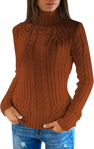 Turtleneck Long Sleeve Shirts Sweater Women's Autumn and Winter Short Pullover Solid Color Loose Sweater Thickened