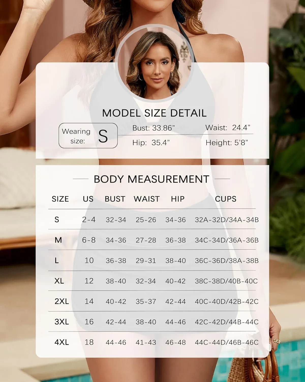 Two Piece Swimsuit for Women Tummy Control Bathing Suit High Waisted Bikini Sets Triangle Top Swim Skirt