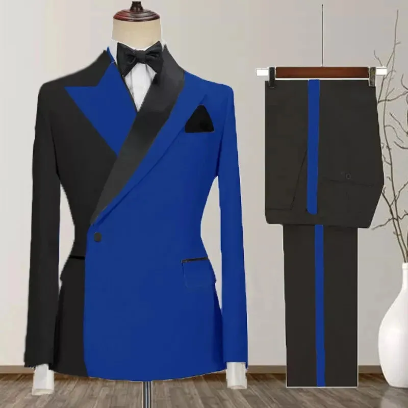 Two-Tone Peak Lapel One Button Luxurious Men's Suit Custom Made
