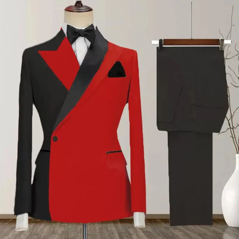 Two-Tone Peak Lapel One Button Luxurious Men's Suit Custom Made