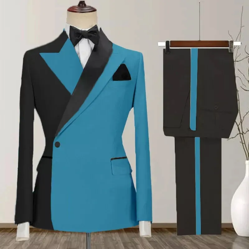 Two-Tone Peak Lapel One Button Luxurious Men's Suit Custom Made