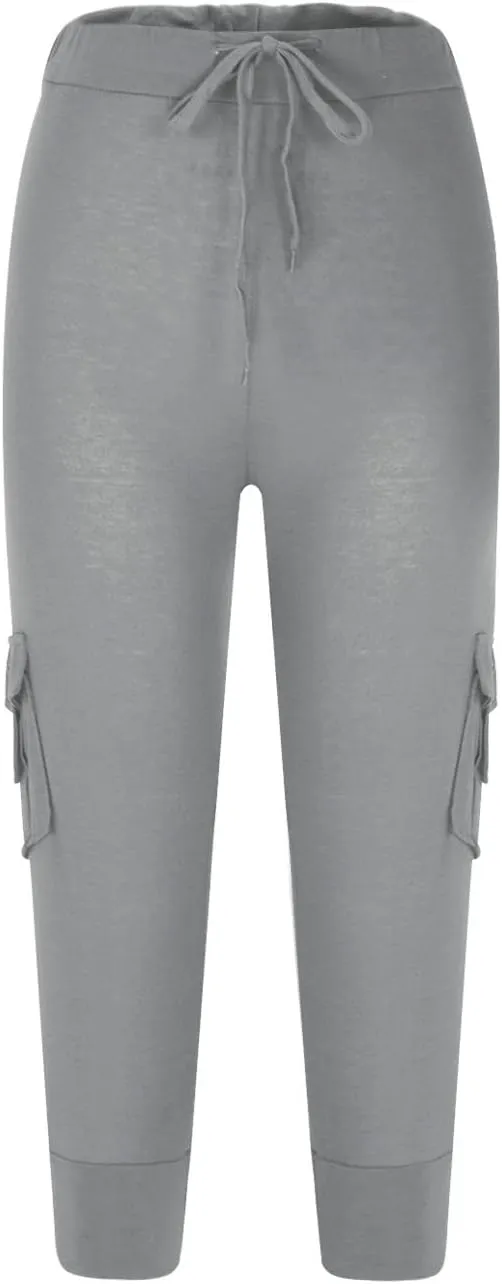 Uillui Cargo Pants Women Bootcut Yoga Workout Cropped Trousers Stretch Waist Athletic Fitness Sweatpants Casual Capri Pants