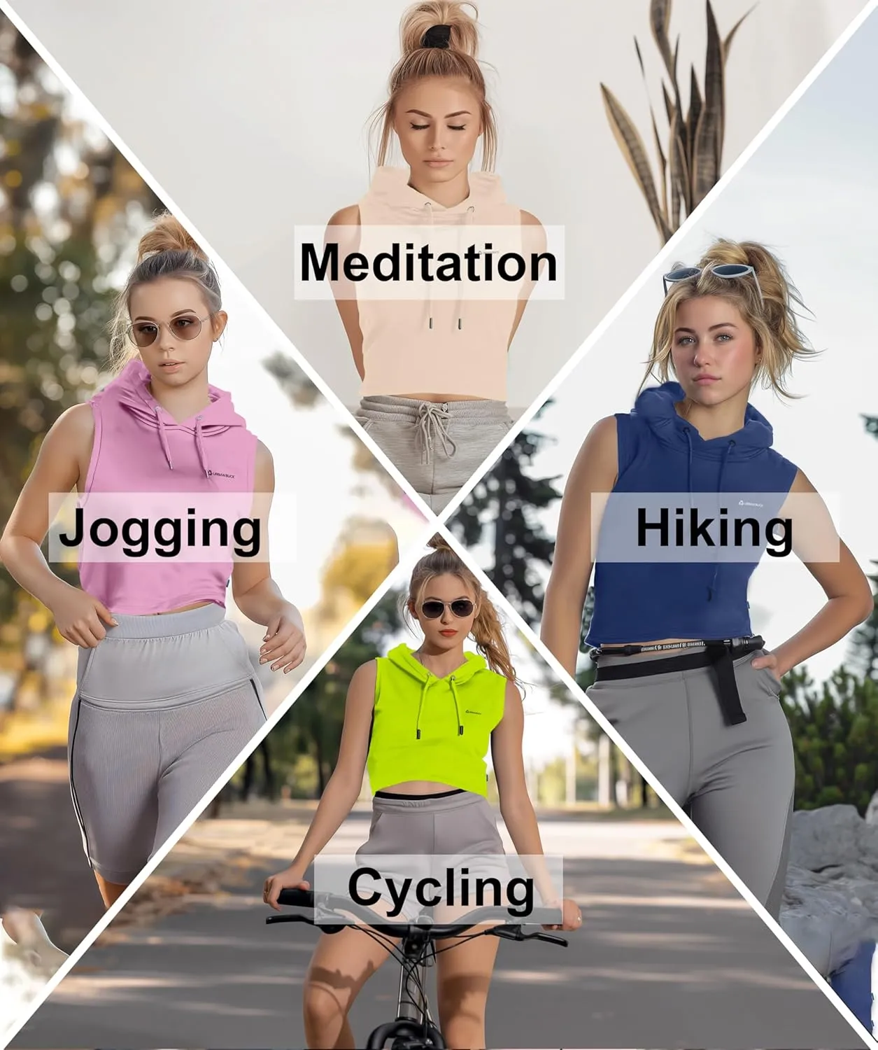 URBAN BUCK Neon Tank Top Sleeveless Hoodie For Women - UPF50  Sun Protection Crop Top Sweatshirt For Workout & Running