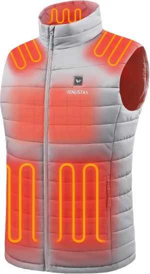Venustas Men's Heated Vest with Battery, Up to 20 Hours of Warmth, Winter Quilted Vest for Outdoor