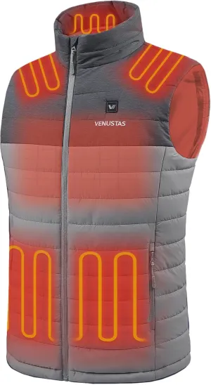 Venustas Men's Heated Vest with Battery, Up to 20 Hours of Warmth, Winter Quilted Vest for Outdoor