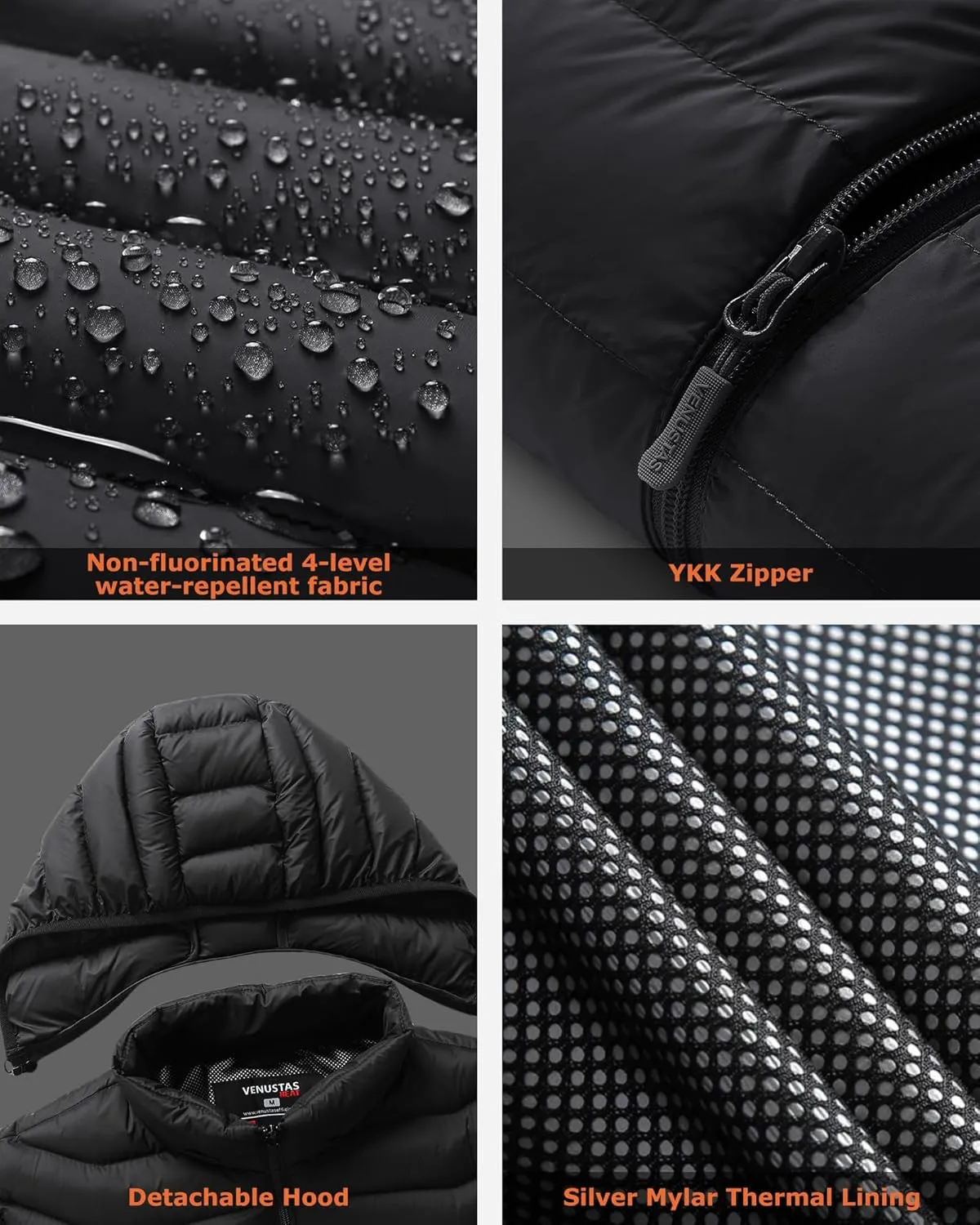 Venustas Unisex Heated Jacket, Up to 20 Hours Warmth, 6 Heat Zones Heated Coat with Battery for Men and Women