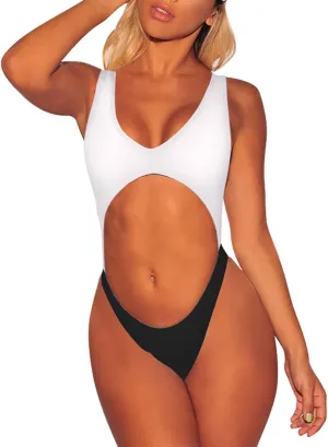 Viottiset Women's Cutout High Cut One Piece Thong Swimsuit Bikini Monokini Bandage