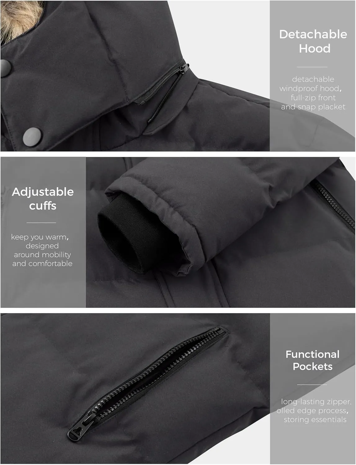 wantdo Men's Hooded Winter Coat Waterproof Puffer Jacket Warmth Winter Jacket