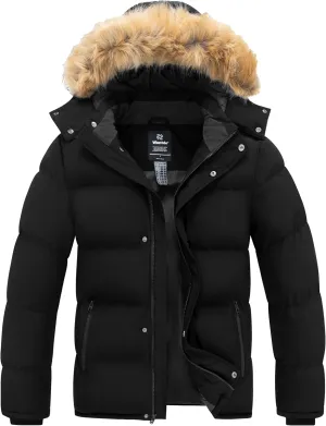 wantdo Men's Hooded Winter Coat Waterproof Puffer Jacket Warmth Winter Jacket