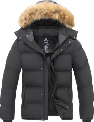 wantdo Men's Hooded Winter Coat Waterproof Puffer Jacket Warmth Winter Jacket