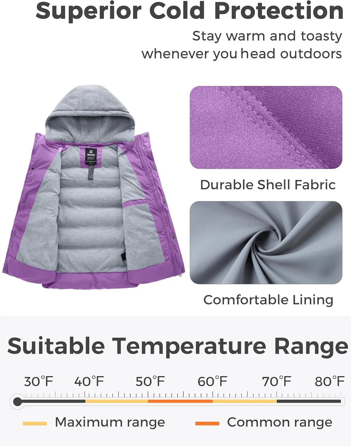 wantdo Women's Quilted Puffer Vest Thicken Warm Winter Coat with Removable Hood