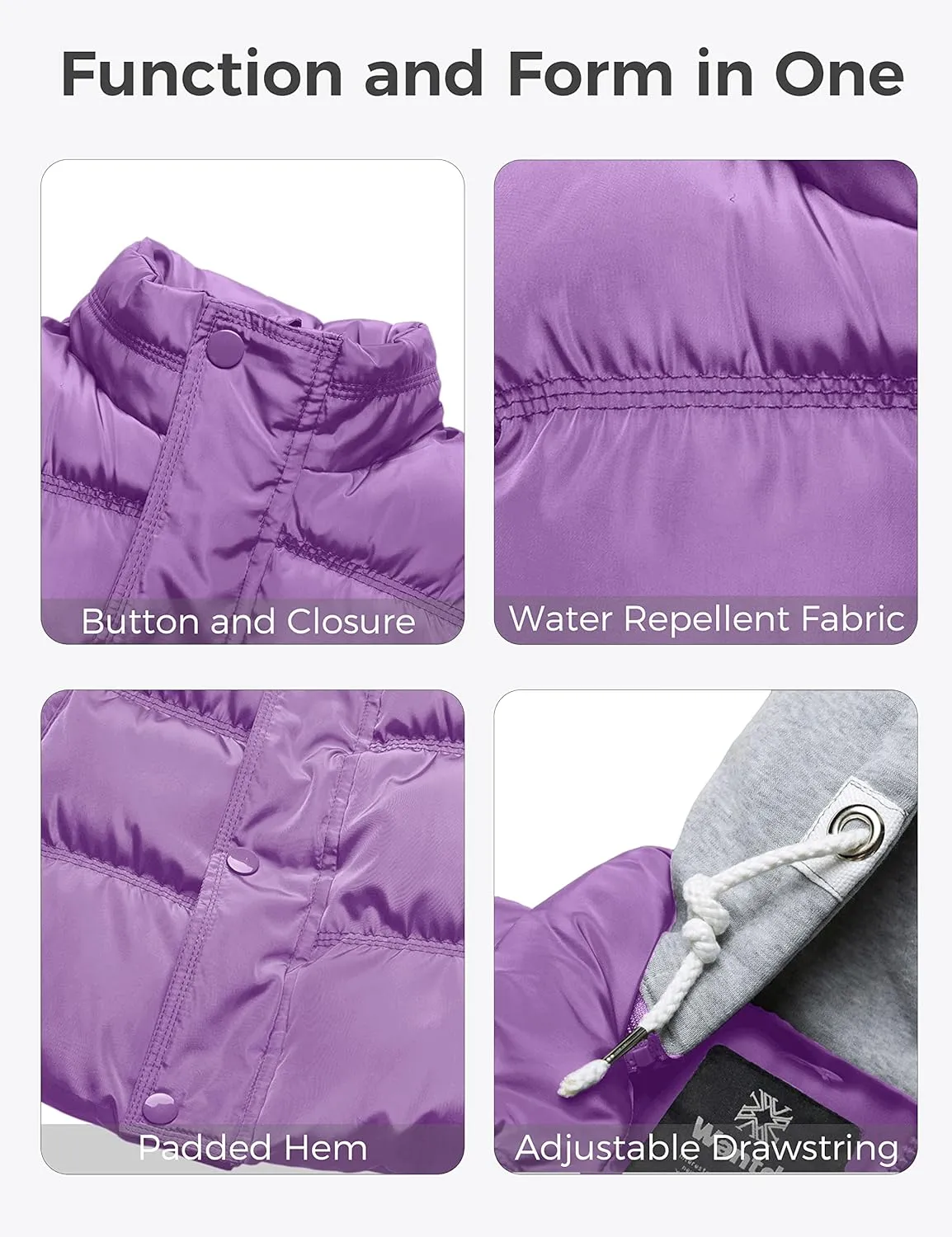 wantdo Women's Quilted Puffer Vest Thicken Warm Winter Coat with Removable Hood
