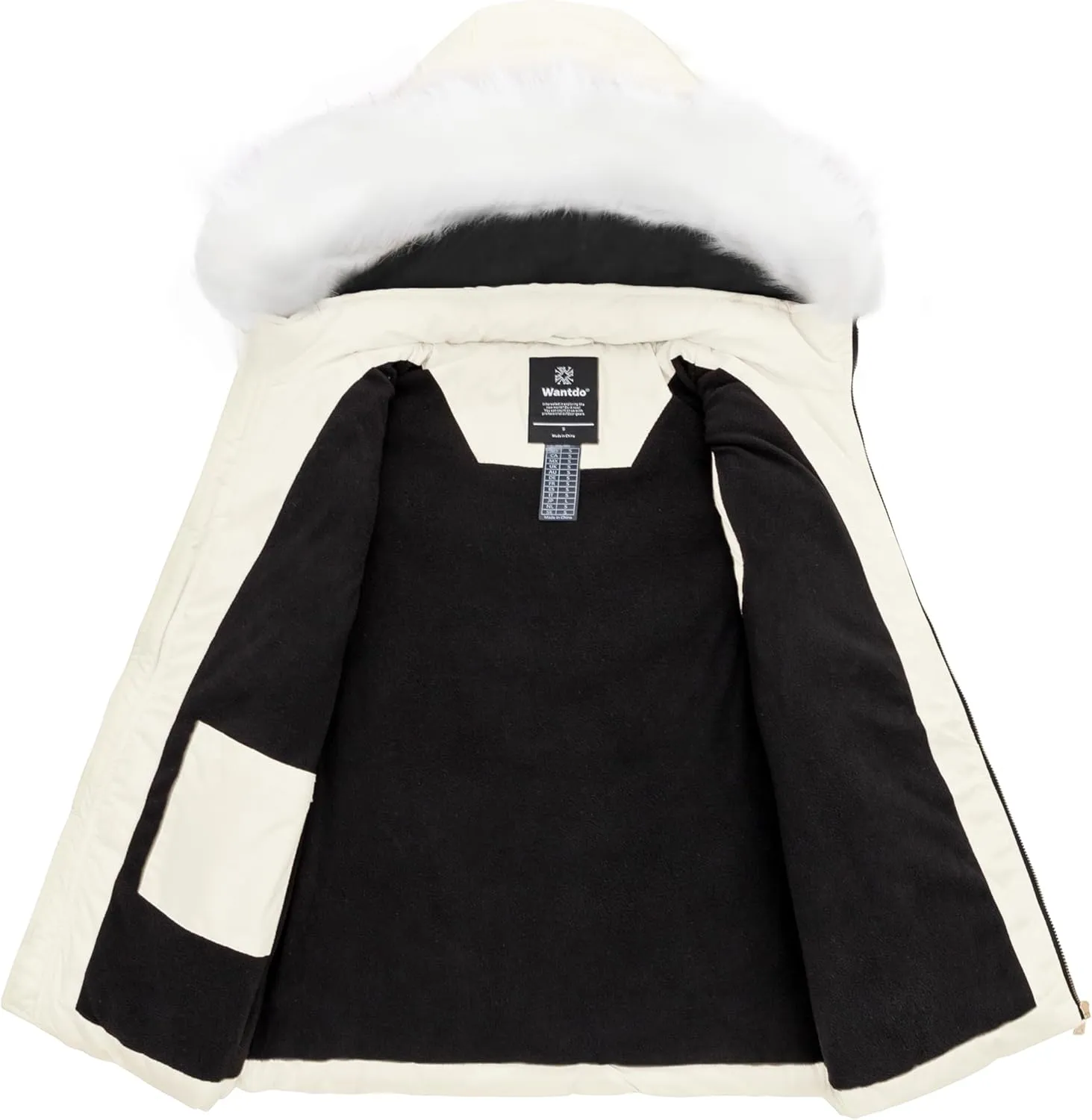 wantdo Women's Thicken Winter Vest Warm Puffer Vest with Removable Fur Hood