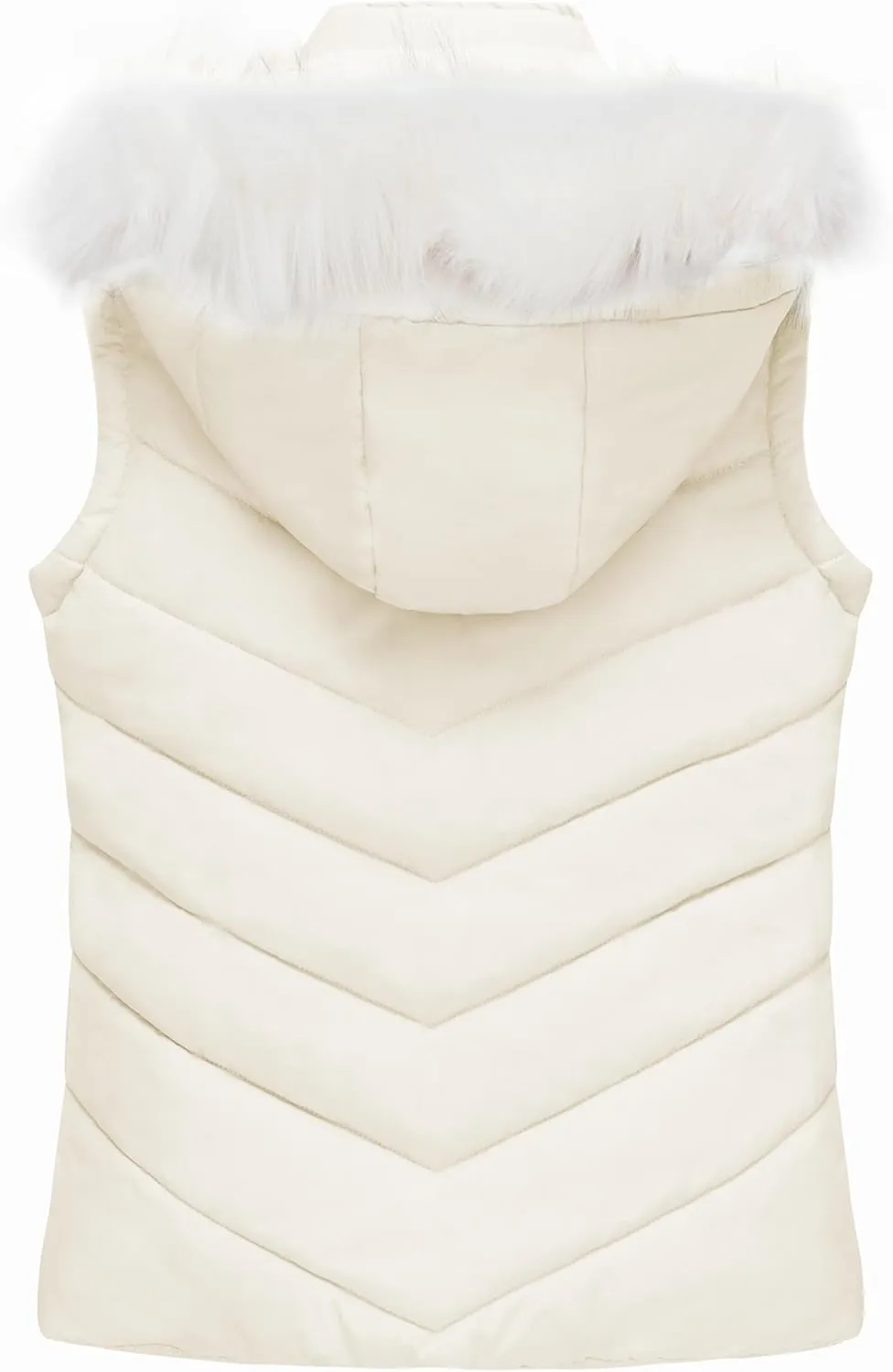 wantdo Women's Thicken Winter Vest Warm Puffer Vest with Removable Fur Hood