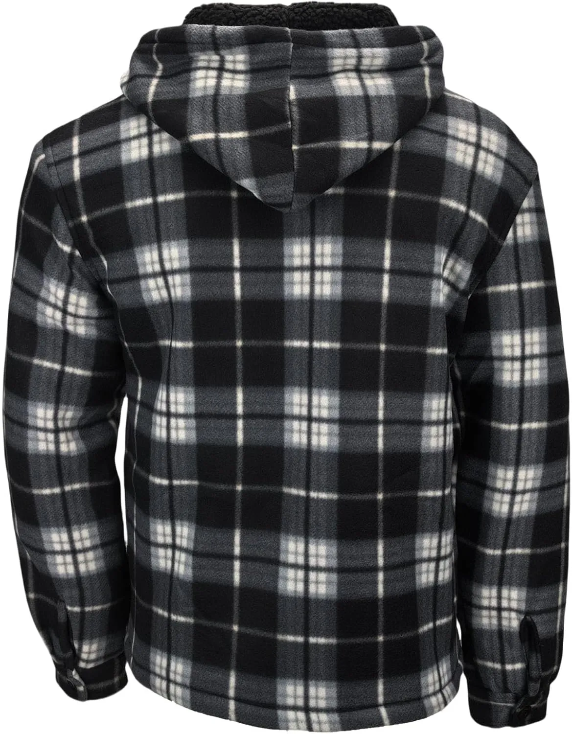 Warm Winter Coats for Men, Flannel Fleece Jackets With Hood Zip Up Heavyweight Hoodie Plaid Thick Sweatshirt