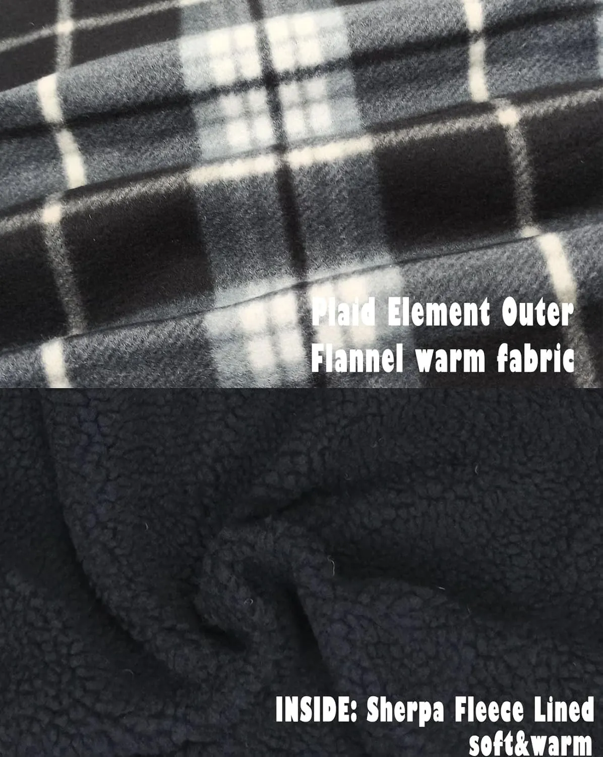 Warm Winter Coats for Men, Flannel Fleece Jackets With Hood Zip Up Heavyweight Hoodie Plaid Thick Sweatshirt