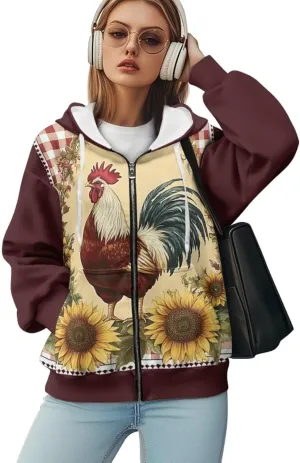 WELLFLYHOM Oversize Hoodies for Women Y2K Vintage Sweatshirt Zip Up Jackets Long Sleeve Cardigan Sweater Shirts