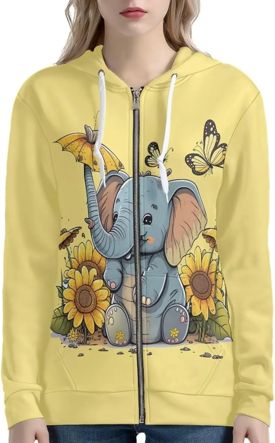 WELLFLYHOM Women Y2K Hoodie Zip Up Sweatshirt Vintage Jackets Hooded Cardigan