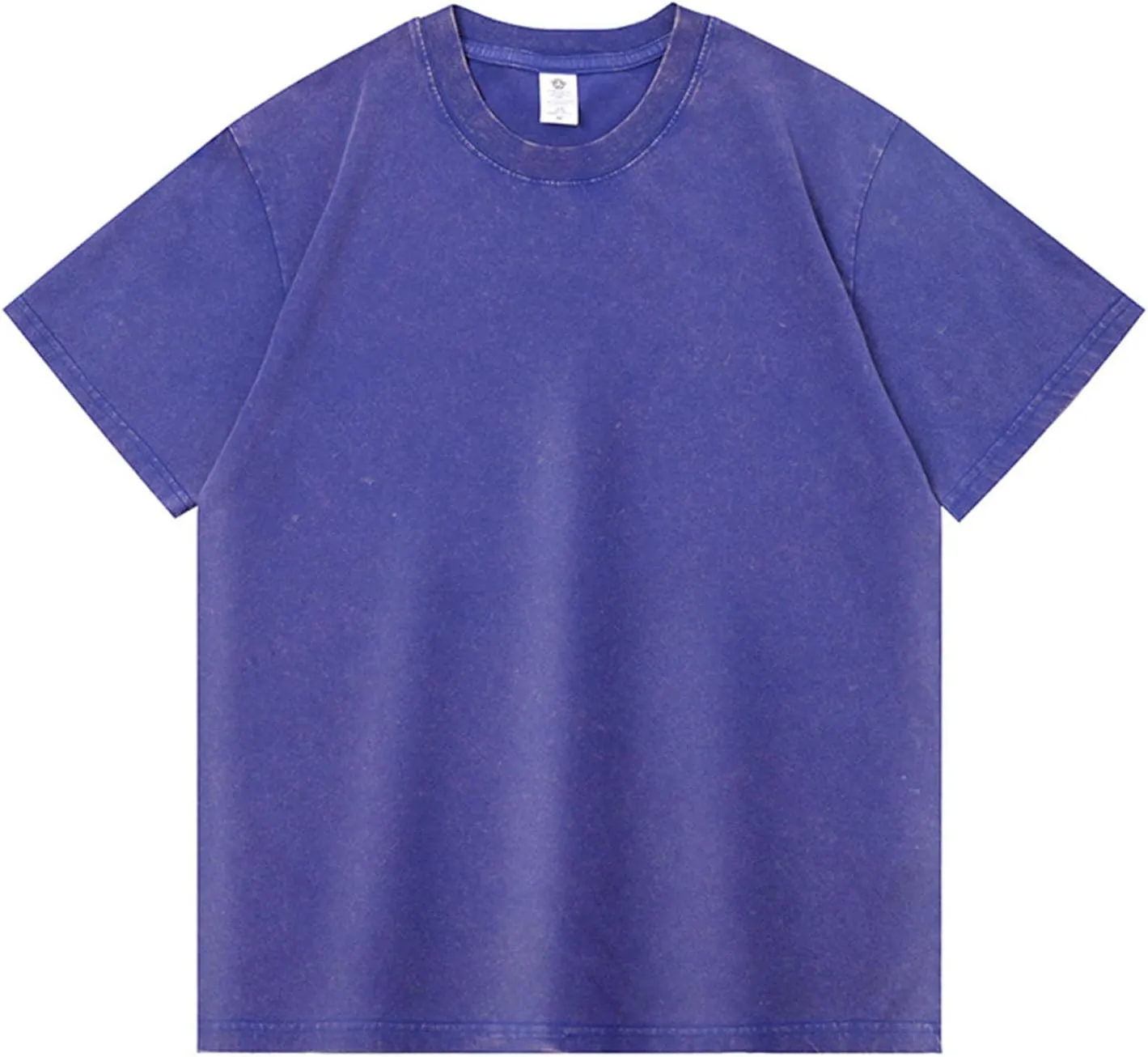 WENKOMG1 Cotton Shirt for Men Loose Fit Distressed Casual Half Sleeve T-Shirt Summer Retro Style Crewneck Pullover