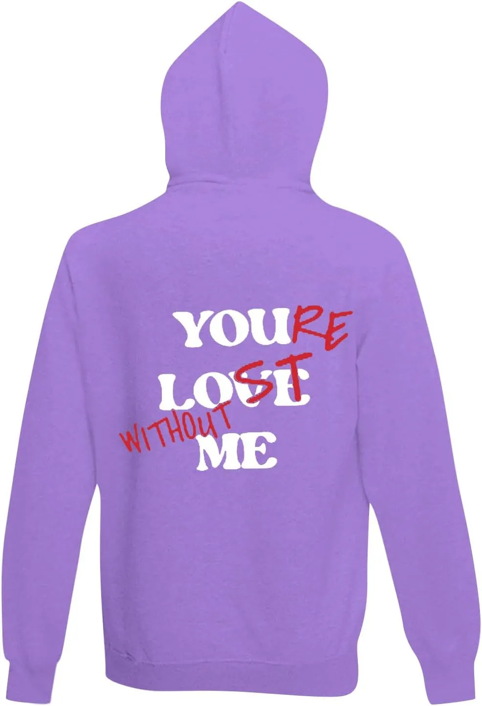 WENKOMG1 Hoodies for Men,Lost Without Me Printed Sweatshirt Casual Winter Fall Outerwear Trendy Unisex Hooded Pullover