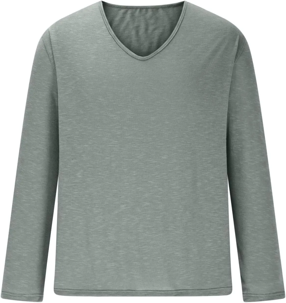 WENKOMG1 Mens Cotton Linen Shirt Loose Fit Long Sleeve Deep V Neck Summer Pullovers Lightweight Breathable Shirt