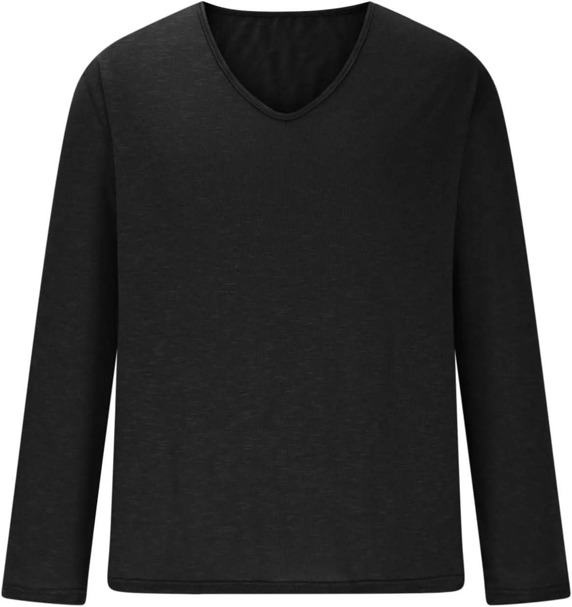 WENKOMG1 Mens Cotton Linen Shirt Loose Fit Long Sleeve Deep V Neck Summer Pullovers Lightweight Breathable Shirt