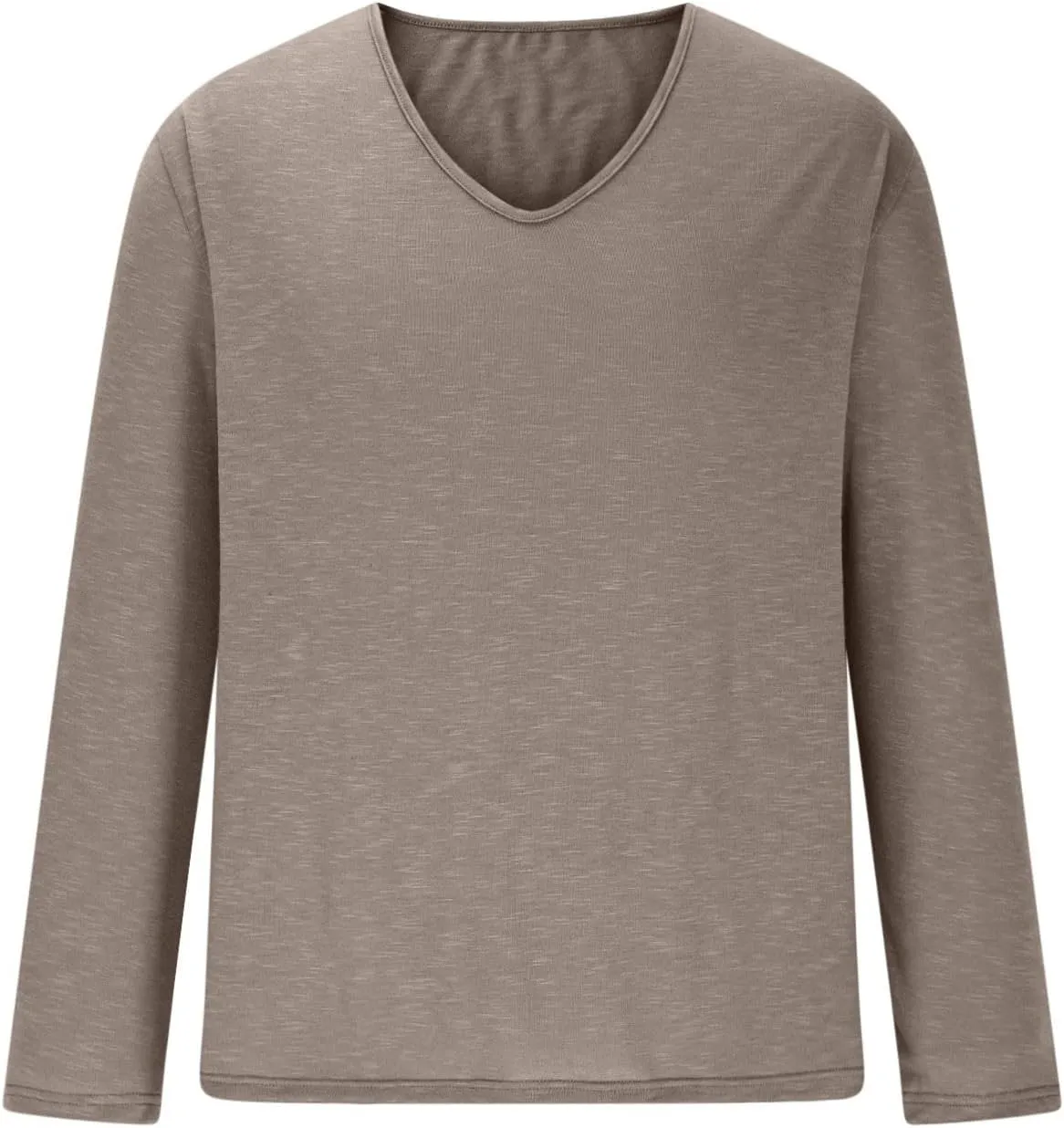 WENKOMG1 Mens Cotton Linen Shirt Loose Fit Long Sleeve Deep V Neck Summer Pullovers Lightweight Breathable Shirt