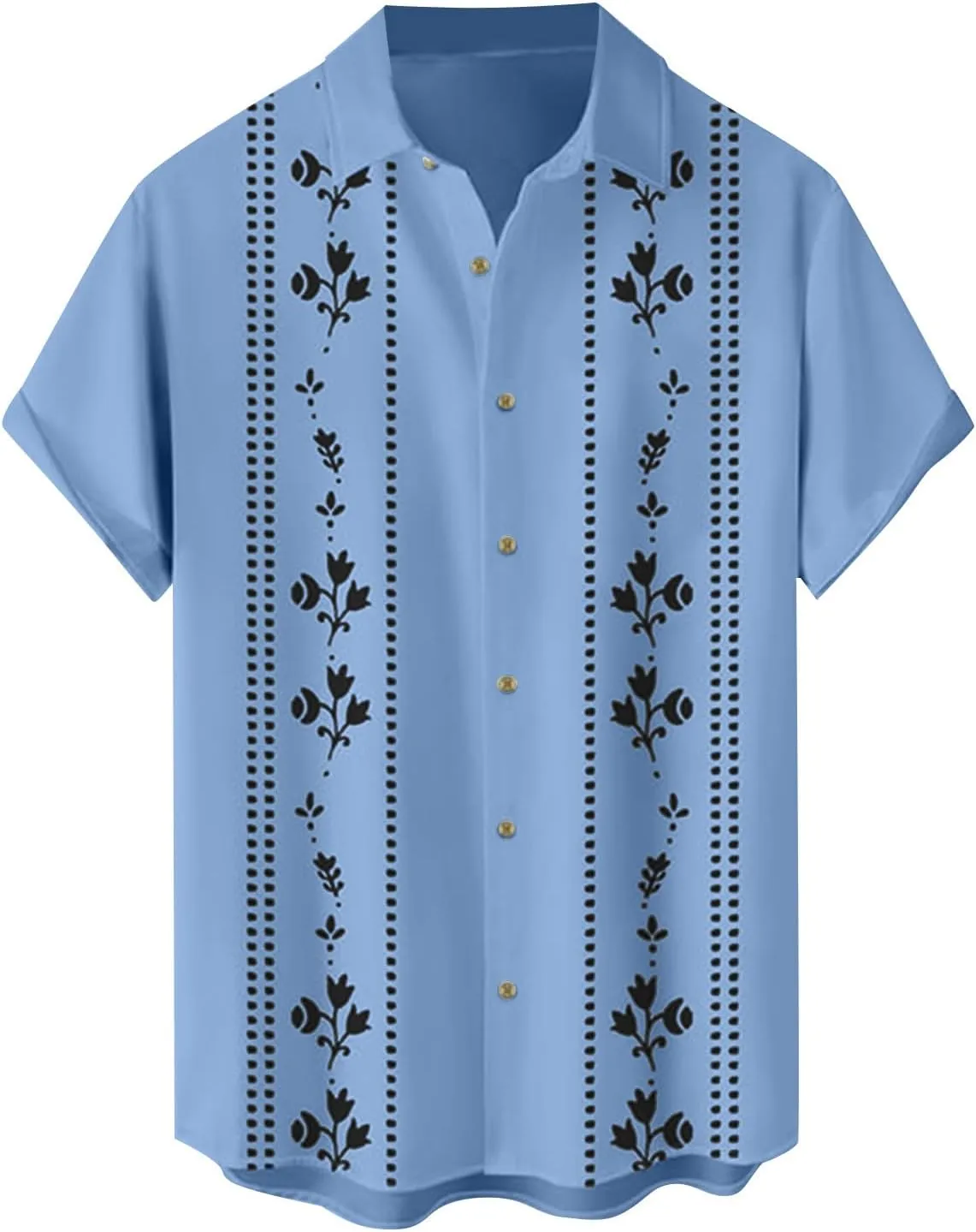 WENKOMG1 Mens Guayabera Shirt Casual Short Sleeve Cuban Shirt Button Down Summer Graphic Hawaiian Beach Tshirt Shirt