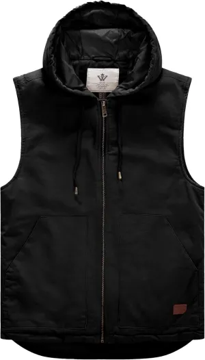 WenVen Men's Quilted Lined Multi Pockets Casual Vest with Hood