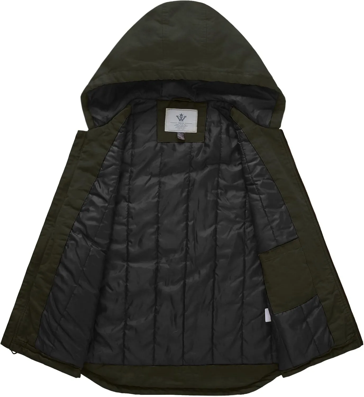 WenVen Men's Quilted Lined Multi Pockets Casual Vest with Hood
