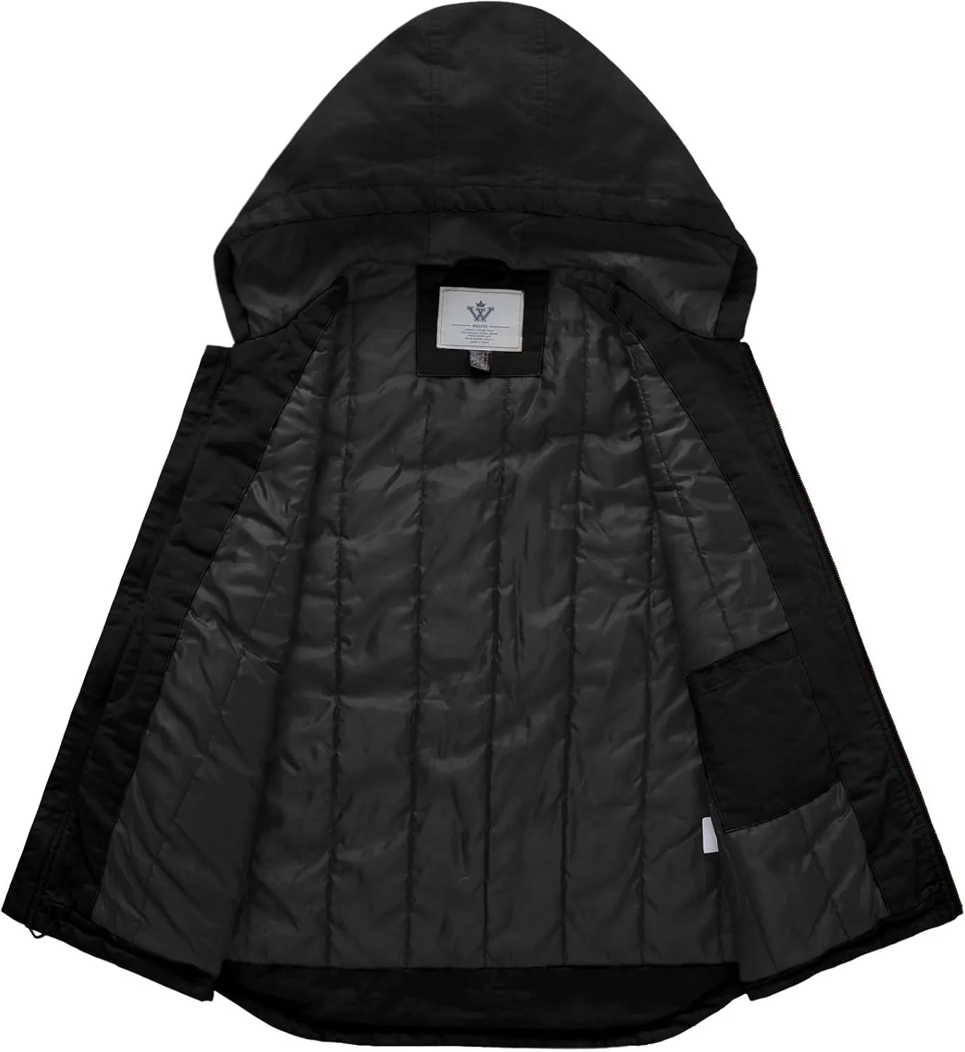 WenVen Men's Quilted Lined Multi Pockets Casual Vest with Hood