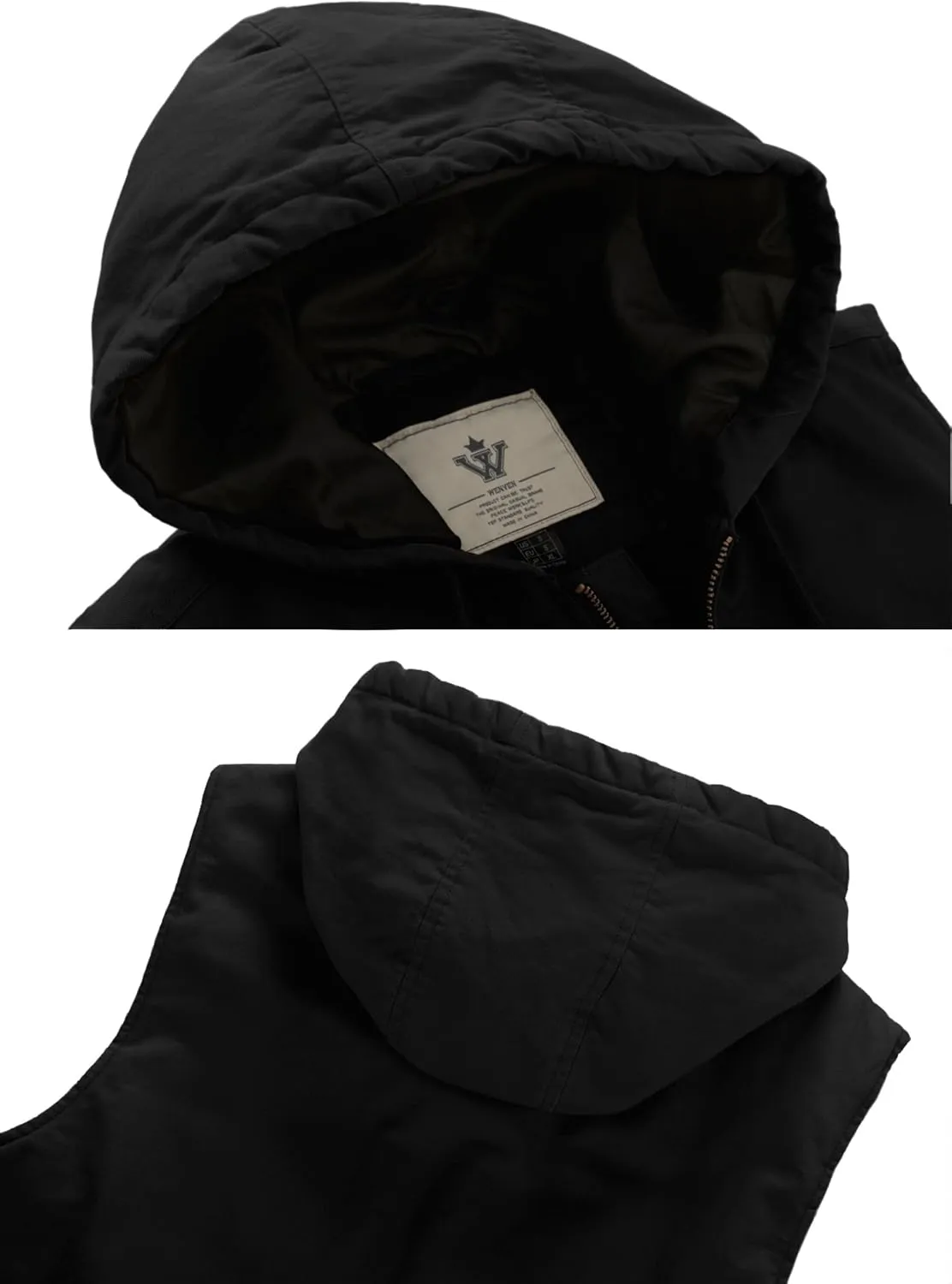 WenVen Men's Quilted Lined Multi Pockets Casual Vest with Hood