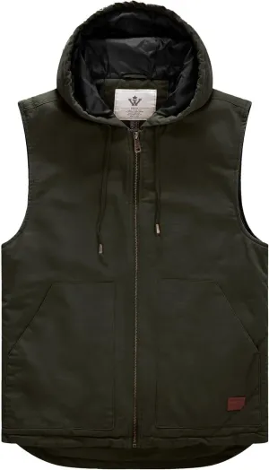 WenVen Men's Quilted Lined Multi Pockets Casual Vest with Hood