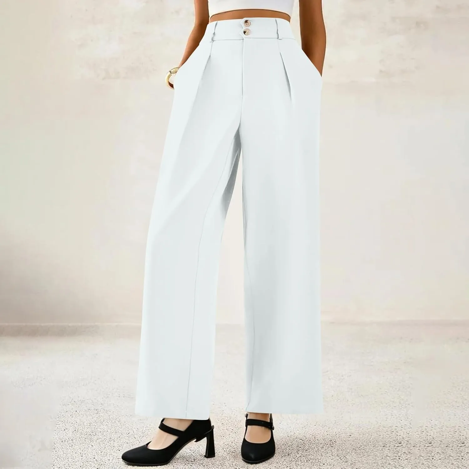 Wide Leg Dress Pants Women Tummy Control High Waist Business Casual Pants Premium Slim Fit Slacks Office Trousers Pants