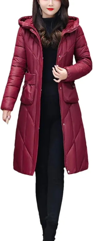 Winter Jacket Women's Long Parkas Hooded Overcoat Female Solid Color Casual Cotton Padded Coat Warm Outerwear