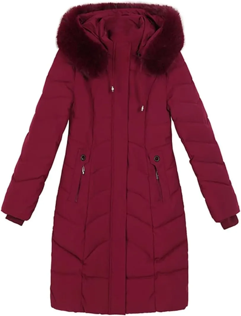 Winter Jackets For Women Thick Warm Middle Aged Women's Coats Fur Collar Casual Cotton Padded Long Parkas Hooded