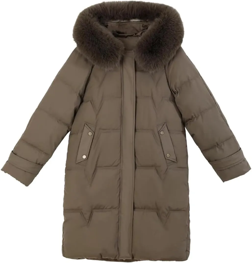 Winter Woman Long Parkas Hooded With Fur Collar Warm Thicken Cotton Padded Winter Coat For Women Down Jacket