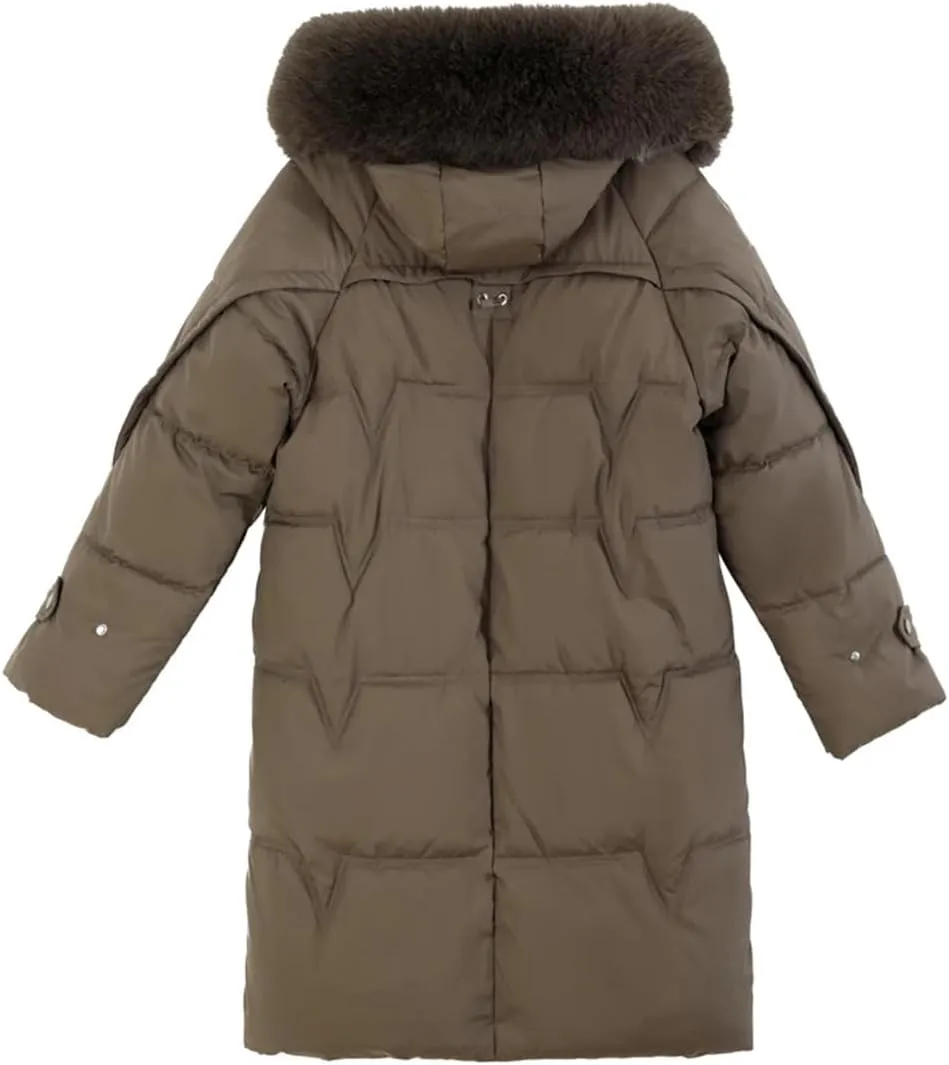 Winter Woman Long Parkas Hooded With Fur Collar Warm Thicken Cotton Padded Winter Coat For Women Down Jacket