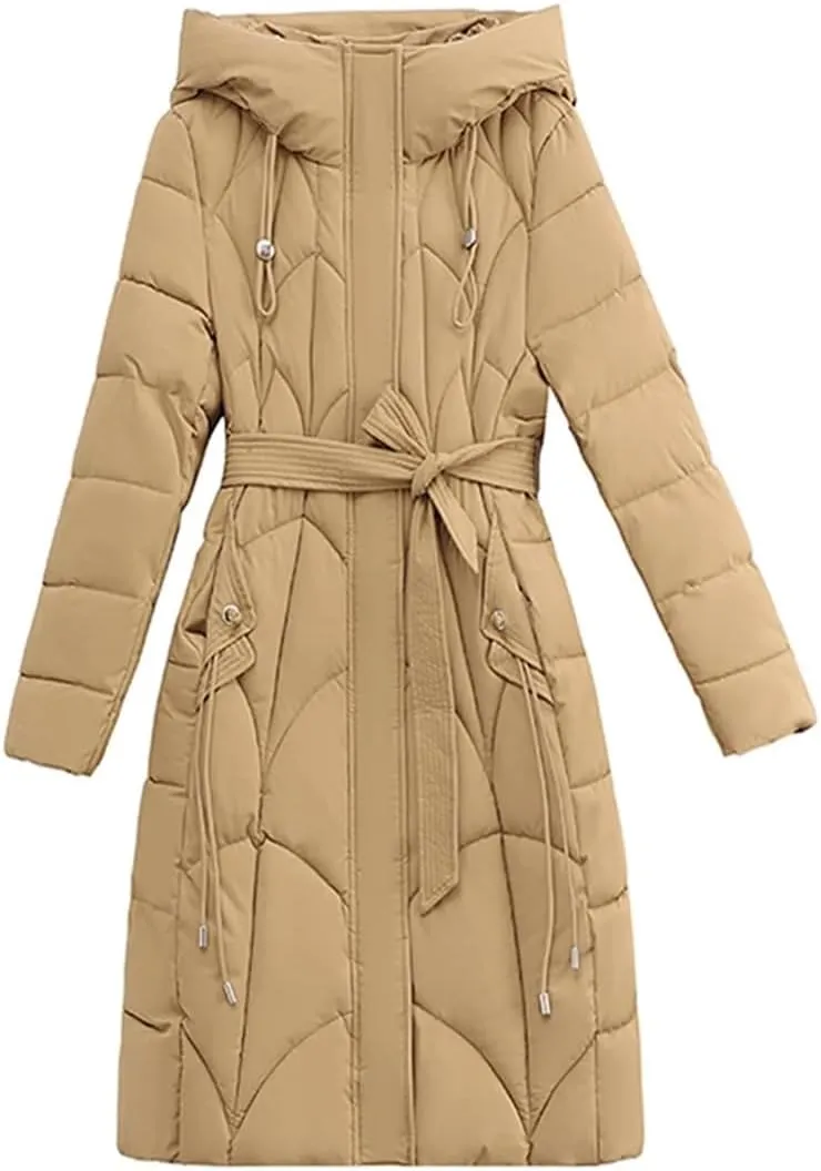 Winter Women Long Parkas Hooded Thick Warm Cotton Padded Coat With Belt Winter Jacket For Women Clothes